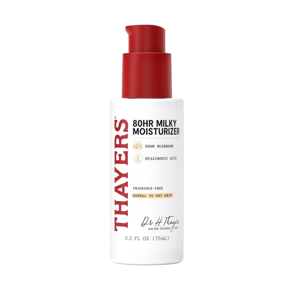 THAYERS front packaging of milky moisturizer showing product benefit