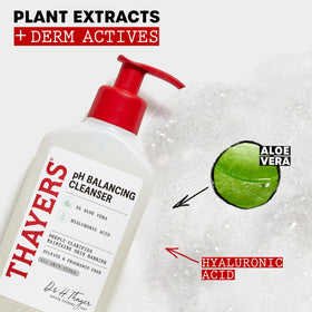 THAYERS pump dispensing the cleanser for easy controlled application