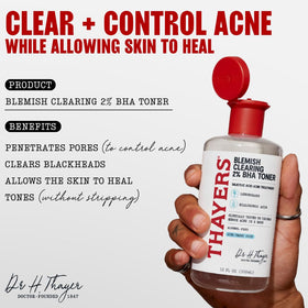 Thayers label close-up highlighting salicylic acid and plant ingredients benefits