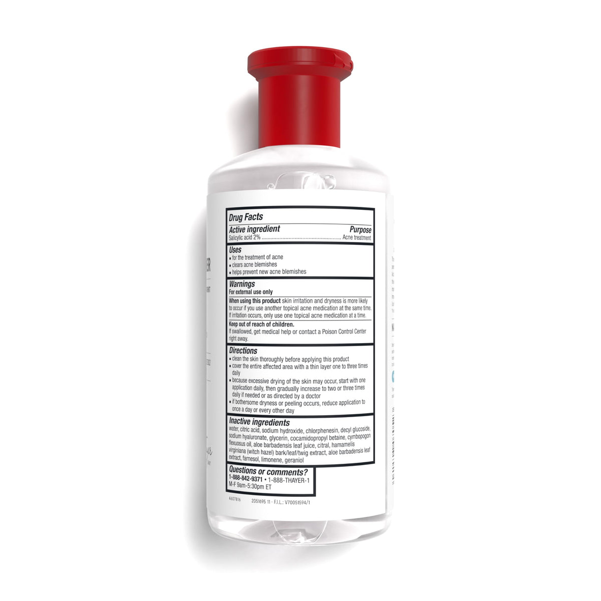 Thayers package back details showing directions and ingredient focus benefits