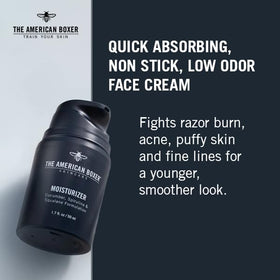 THE AMERICAN BOXER cream texture close-up showing quick absorption benefit
