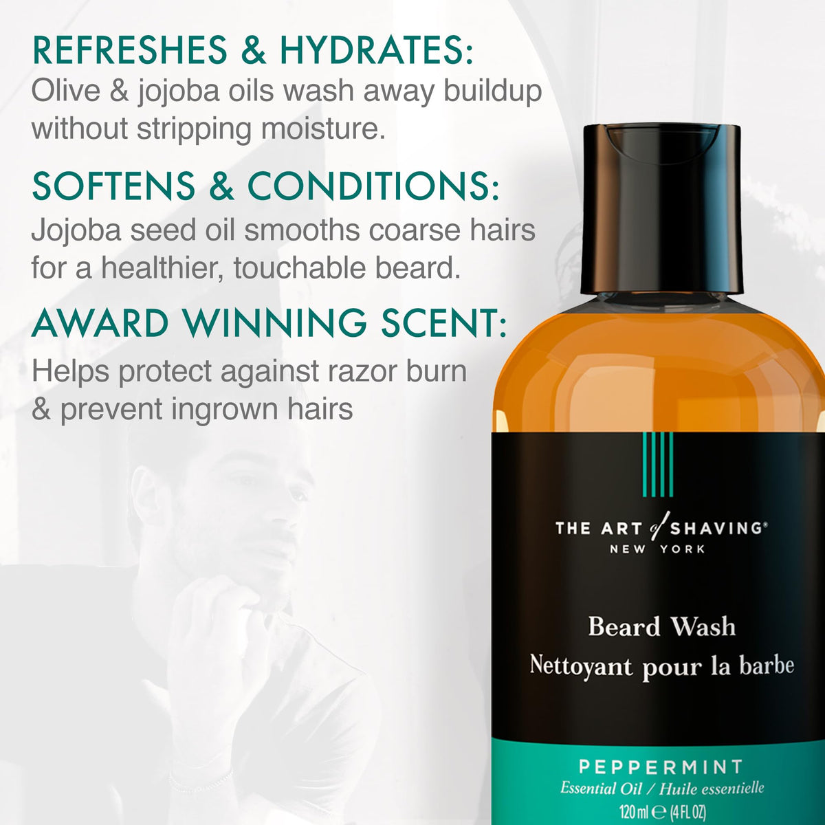 The Art of Shaving applying beard oil to hands demonstrating even distribution and smooth finish