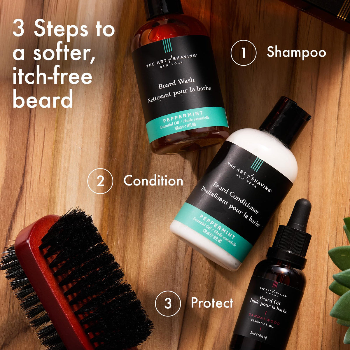 The Art of Shaving sandalwood beard oil bottle on white background demonstrating compact size