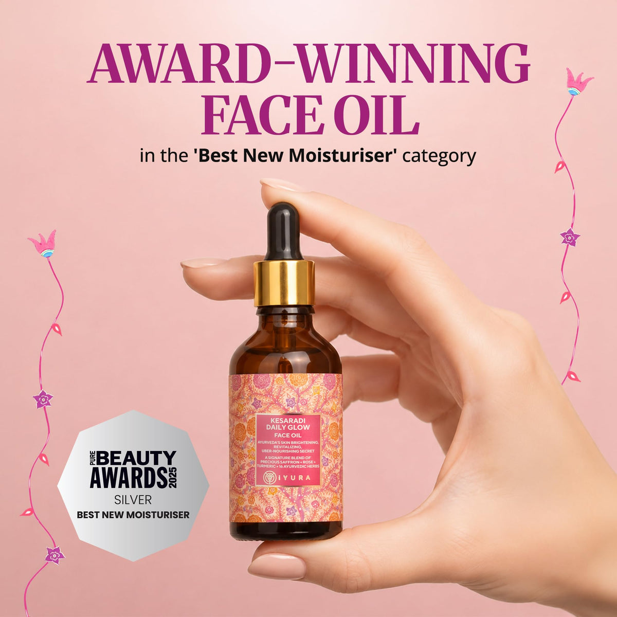 the ayurveda experience Kesaradi dropper dispensing oil, shows light non-greasy texture