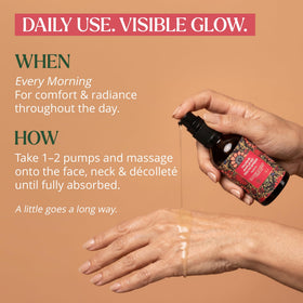 The Ayurveda Experience Yauvari applied to neck and jawline showing lifting massage benefit