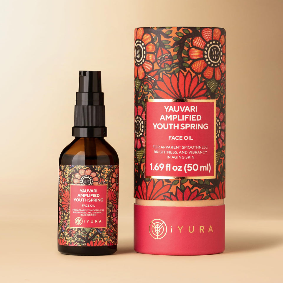 The Ayurveda Experience Yauvari front bottle showing elegant packaging and firming benefits