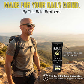Size comparison with sunglasses showing The Bald Brothers travel convenience
