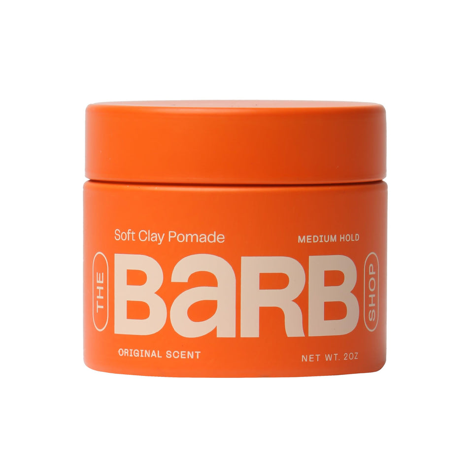 The Barb Shop jar front view showing clean packaging and medium hold benefits