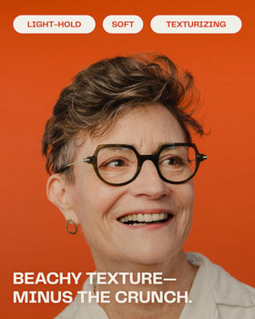 The Barb Shop spray applied to damp hair creating instant texture