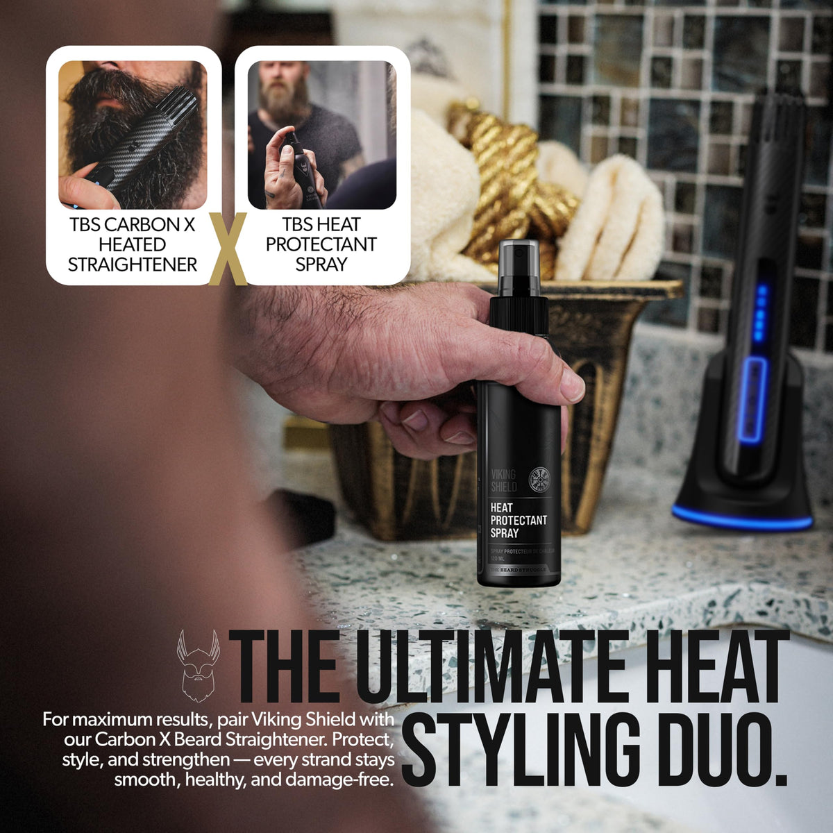 The Beard Struggle bottle beside a ruler showing compact travel-friendly size