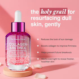 The Beauty Elixir dropper dispensing a drop, demonstrating precise application and control
