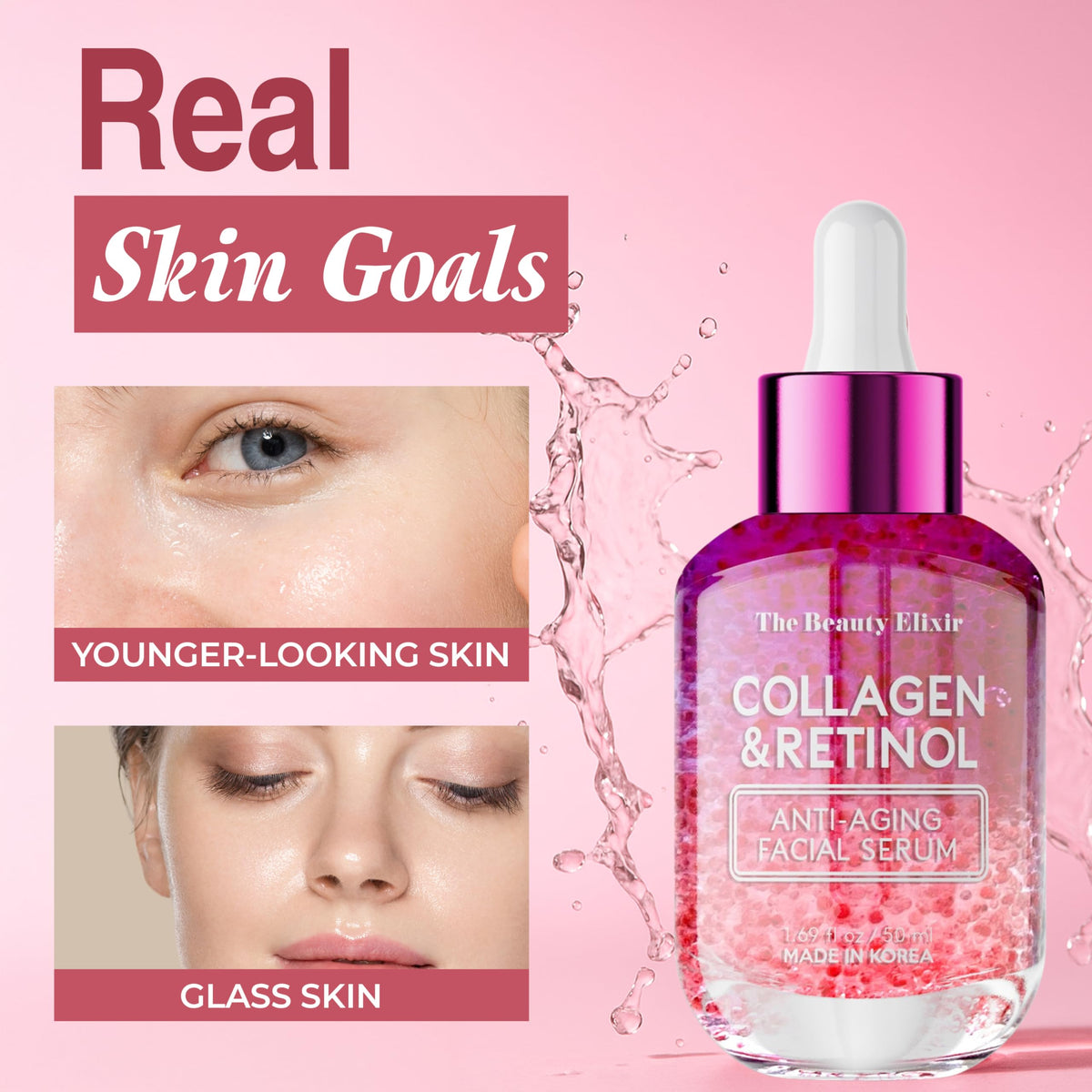 The Beauty Elixir serum on vanity applied in routine for layered hydration benefit