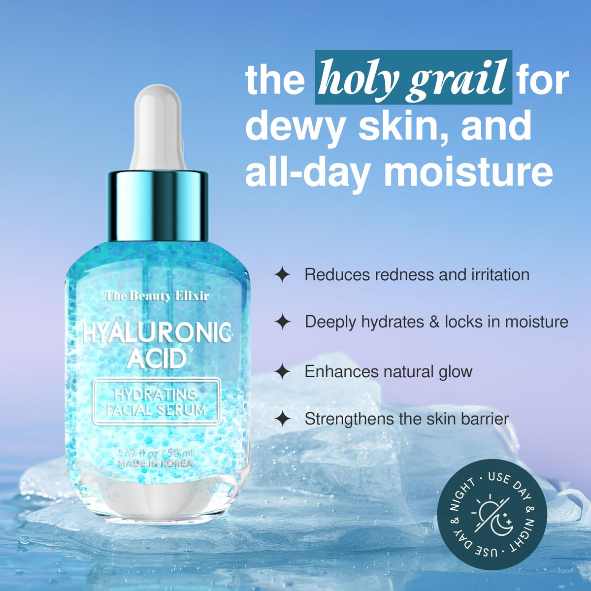 The Beauty Elixir serum texture close-up highlighting lightweight hydrating feel