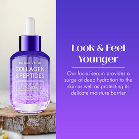 The Beauty Elixir texture droplet highlights lightweight hydrating formula