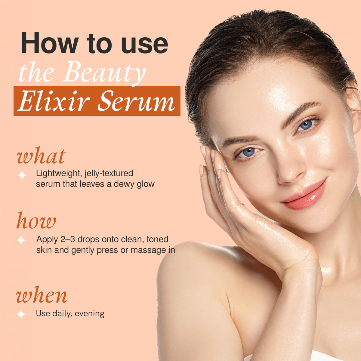 The Beauty Elixir bottle next to coin to show size and travel-friendly benefit