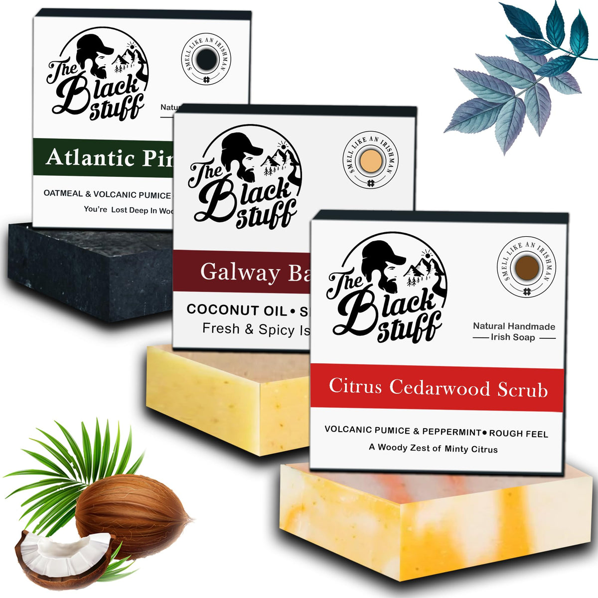 The Black Stuff front packaging showing the boxed trio and gift-ready presentation for easy gifting