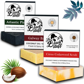 The Black Stuff front packaging showing the boxed trio and gift-ready presentation for easy gifting