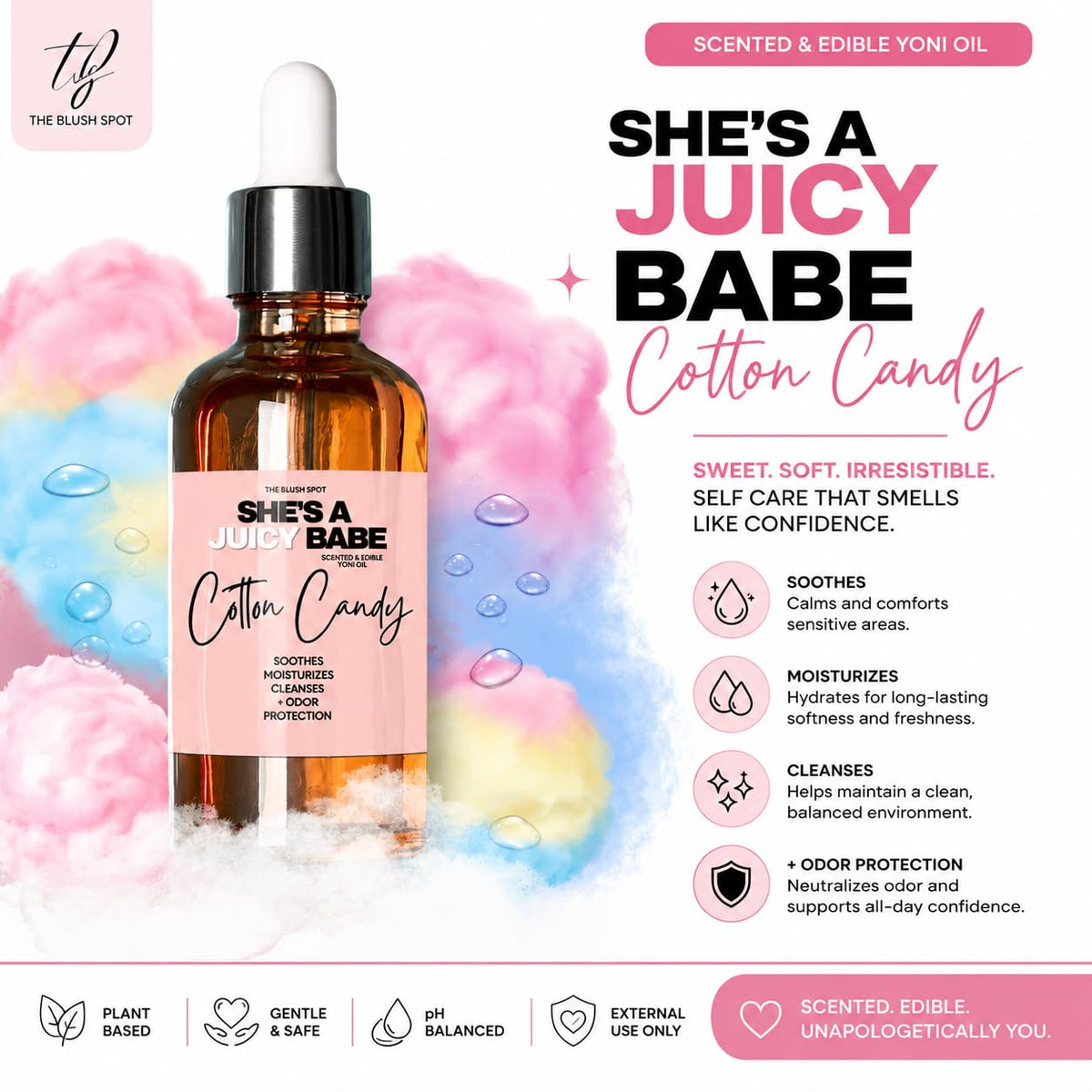 The Blush Spot oil texture closeup illustrating smooth moisturizing feel