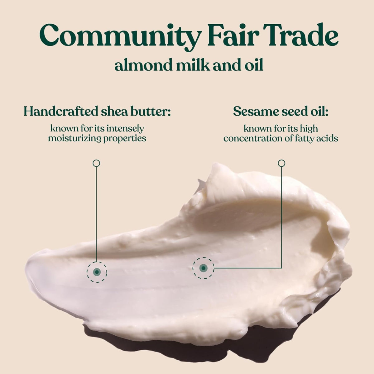 The Body Shop almond milk body butter spread on hand to show non-greasy finish