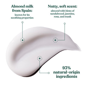 The Body Shop creamy texture close-up highlighting moisturizing lather and skin-softening benefit