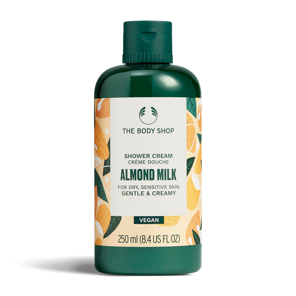 The Body Shop front packaging showing bottle and label for clear product identification and gentle cleansing