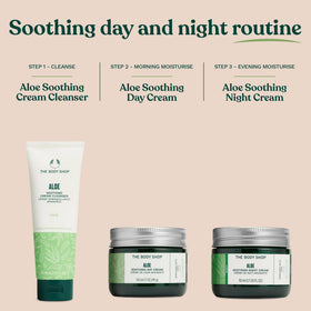 The Body Shop jar on nightstand next to pillow illustrating nighttime hydration routine