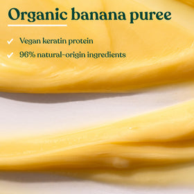 The Body Shop banana conditioner pouring creamy texture, shows smooth formula for easy spreading