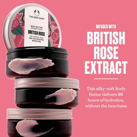 The Body Shop British Rose texture close-up showing creamy whipped consistency
