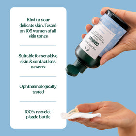 The Body Shop chamomile remover beside common items to show 250 ml scale and travel-friendly size