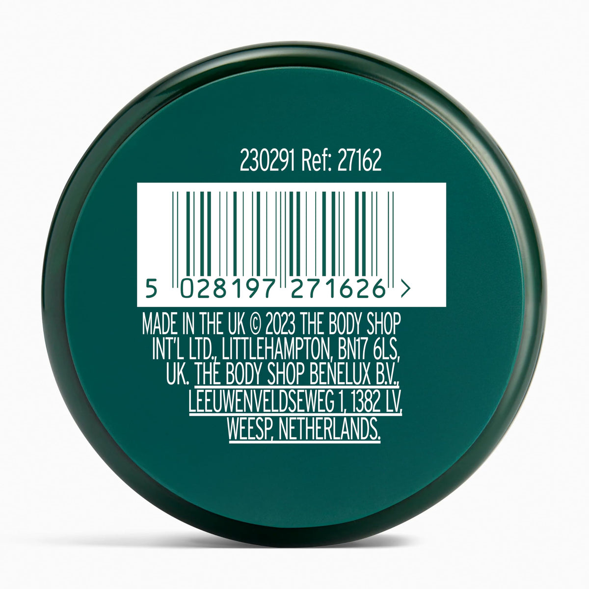 The Body Shop jar staged in a spa setting for relaxing skincare