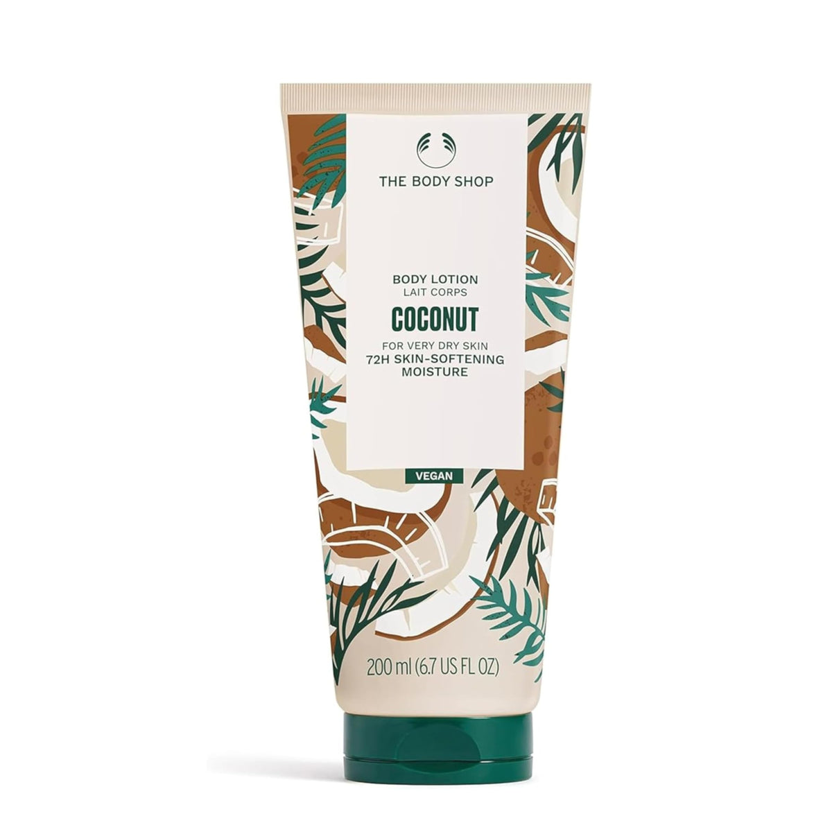 The Body Shop Coconut 8.4 oz bottle next to a ruler for clear size comparison