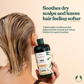 The Body Shop ginger conditioner pump and cap detail highlighting convenient dispensing and spill control