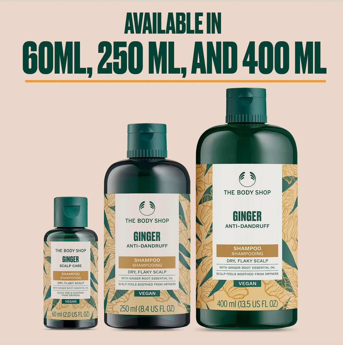 The Body Shop ginger shampoo on a bathroom shelf in a calm routine setting for ritual benefit