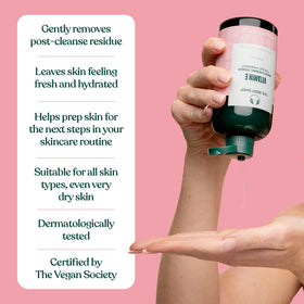 The Body Shop label close-up highlighting raspberry seed oil and vegan claim