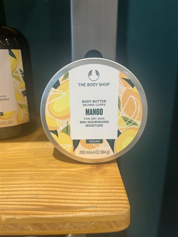 The Body Shop recyclable packaging label detail showing recycled-plastic tub and aluminium lid benefit