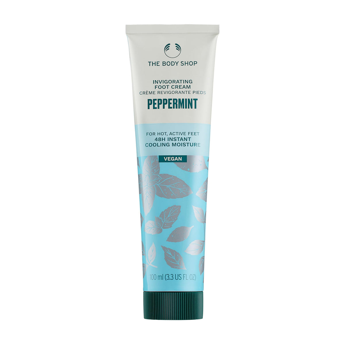 The Body Shop peppermint foot cream tube front showing brand and cooling benefit