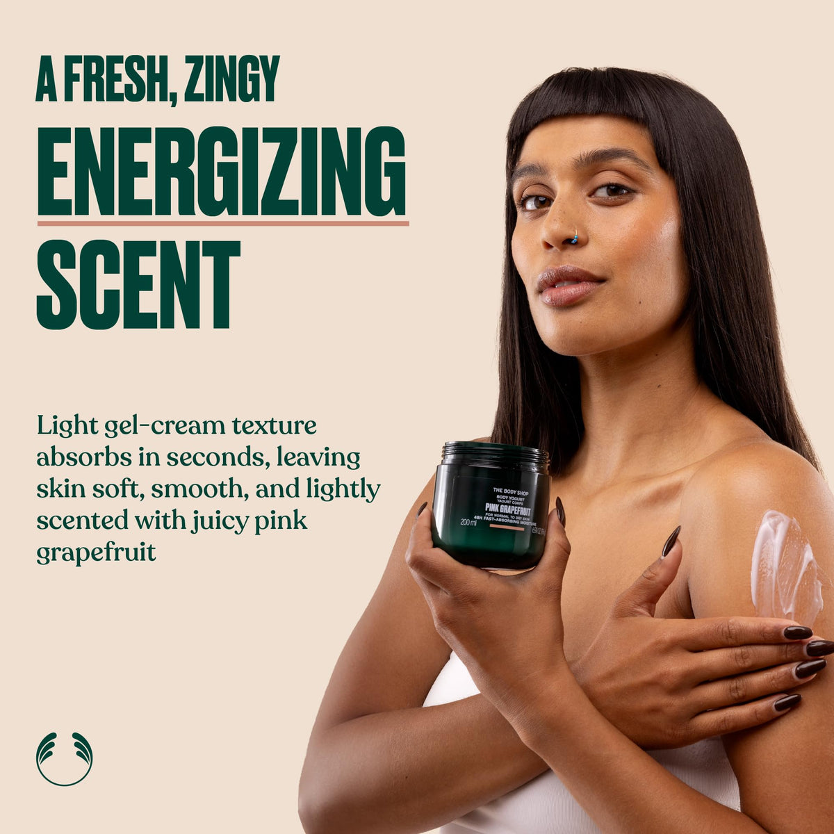 The Body Shop applied on forearm illustrating quick absorption and non-greasy benefit