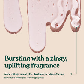 The Body Shop pink grapefruit label close-up highlighting natural ingredients benefit