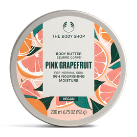 The Body Shop pink grapefruit front packaging shows product and benefits