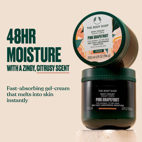 The Body Shop close texture view of gel-cream showing lightweight fast absorption benefit