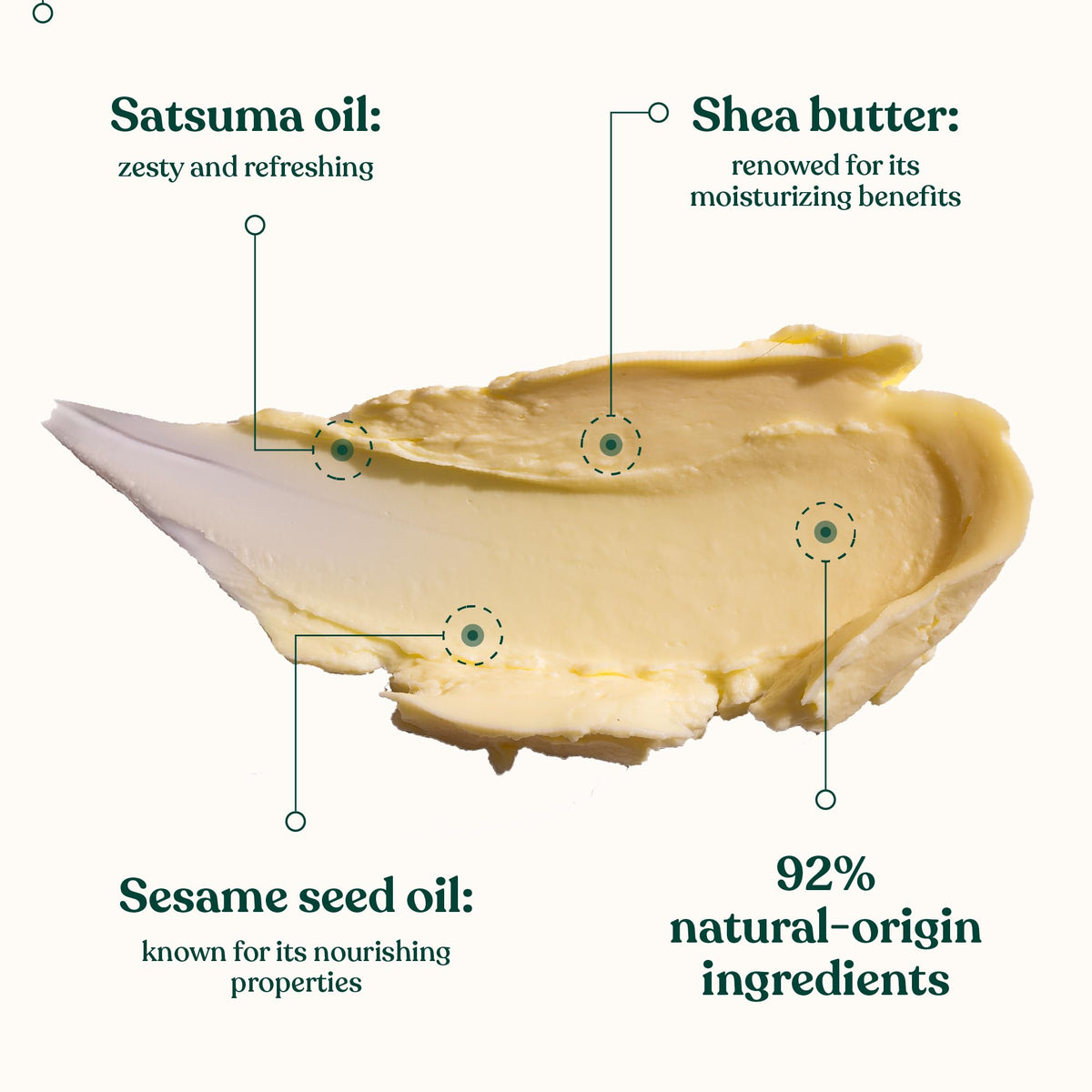 The Body Shop satsuma open lid with visible butter and citrus scent benefit