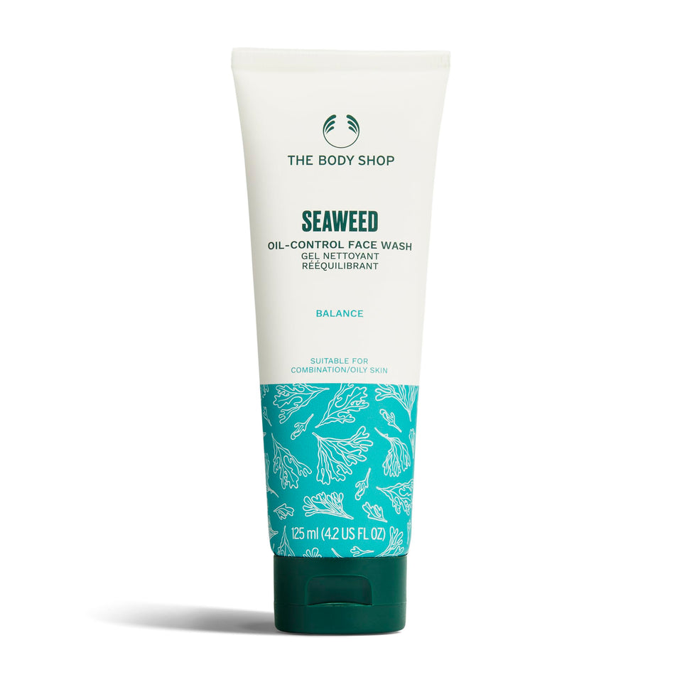 The Body Shop Seaweed Gel Cleanser front tube showing packaging and clarity benefit