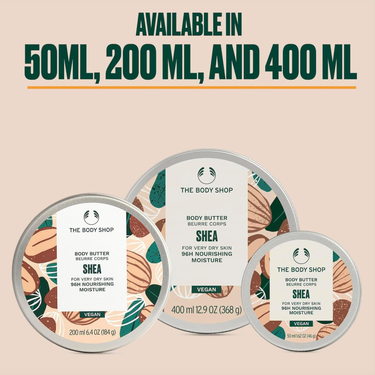 The Body Shop shea body butter label close-up showing Community Fair Trade