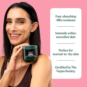 The Body Shop label close-up with Community Trade badge indicating ethical sourcing