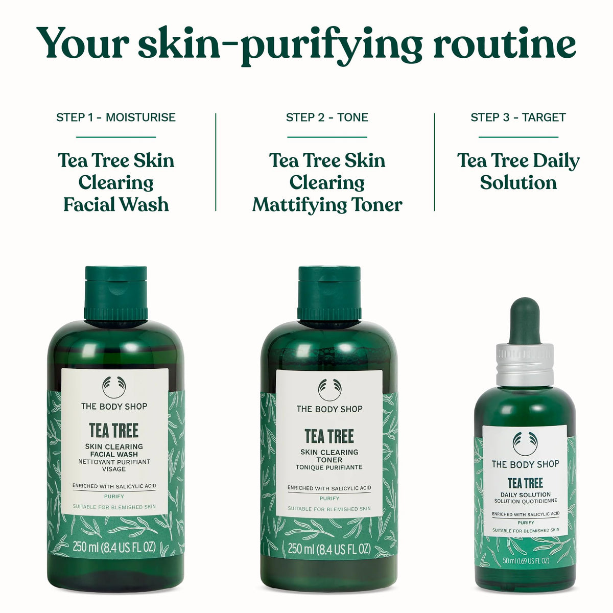 The Body Shop tea tree bathroom lifestyle showing daily-use convenience and freshness