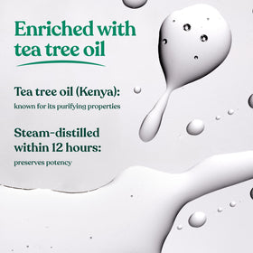 The Body Shop tea tree bottle next to a coin showing the small 0.33 oz size advantage