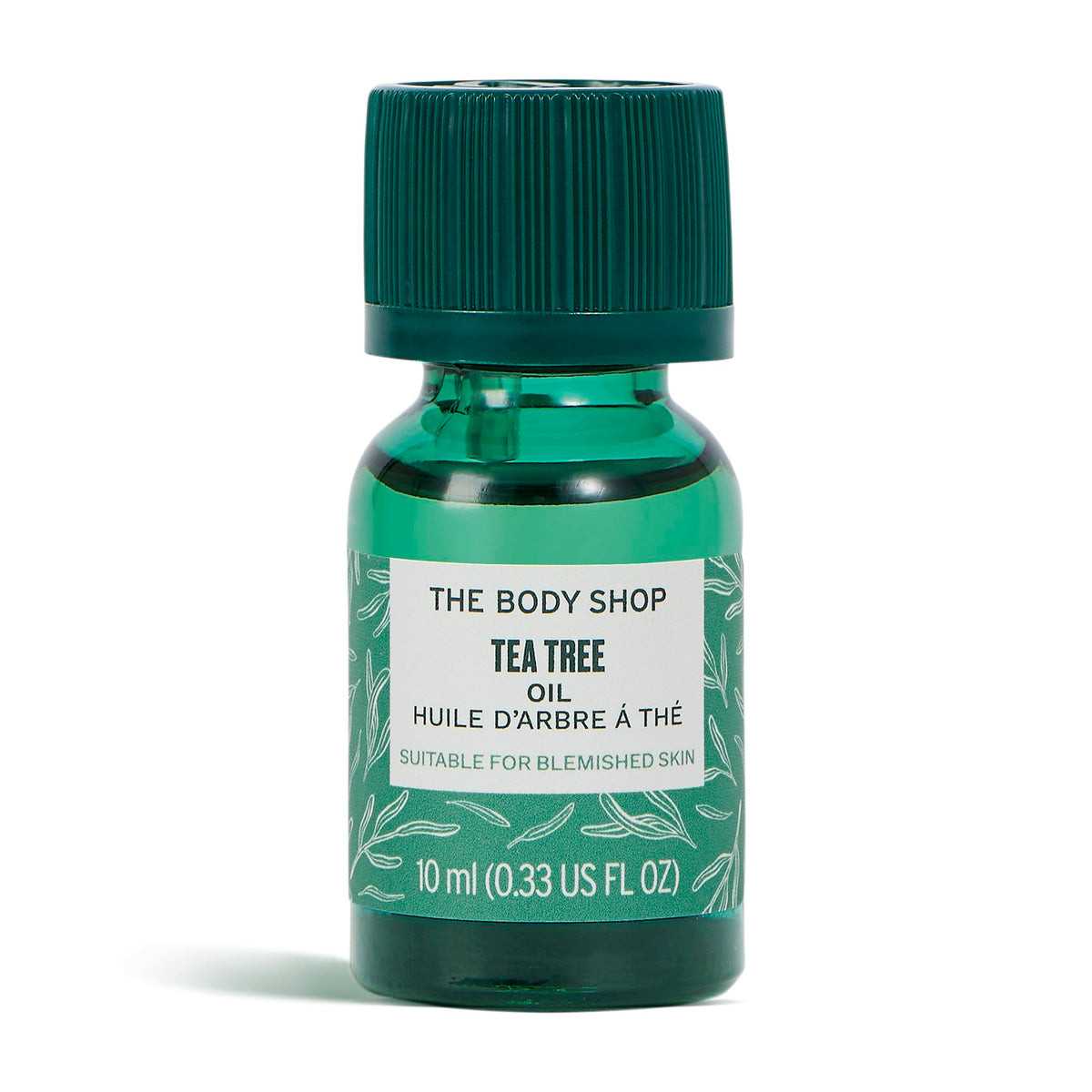 The Body Shop tea tree front view compact bottle showing clean design and portability
