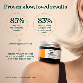 The Body Shop product label and ingredients list showing ethical sourcing benefit