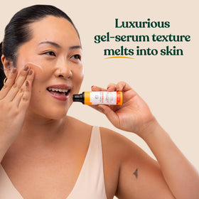 The Body Shop serum being applied on hand for quick absorption benefit