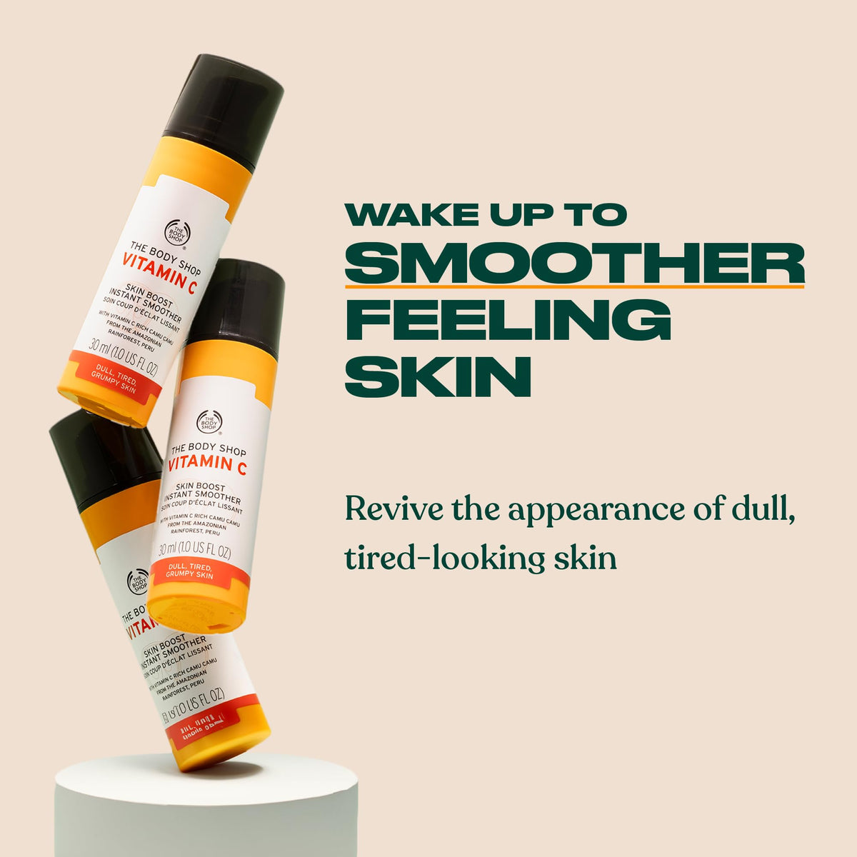 The Body Shop dropper dispensing serum highlighting lightweight texture